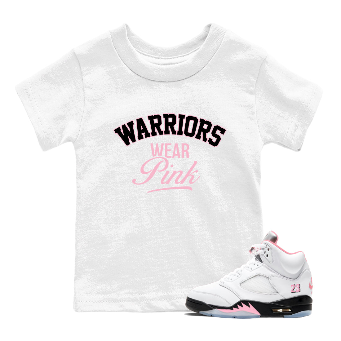 Sneaker Threads Sneaker Tees To Match Air Jordan 5 Medium Soft Pink Warriors Wear Pink Youth Graphic Tee White 1. Perfect for Jordan releases 2025 colorways. breast cancer awareness.