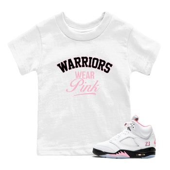 Sneaker Threads Sneaker Tees To Match Air Jordan 5 Medium Soft Pink Warriors Wear Pink Youth Graphic Tee White 1. Perfect for Jordan releases 2025 colorways. breast cancer awareness.