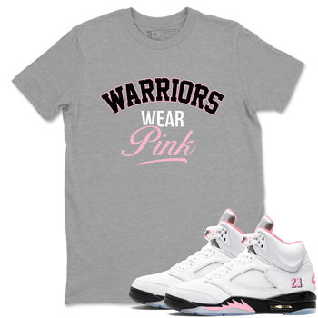 Sneaker Threads Sneaker Tees To Match Air Jordan 5 Medium Soft Pink Warriors Wear Pink Graphic Tee Heather Grey 1. Perfect for Jordan releases 2025 colorways. breast cancer awareness.