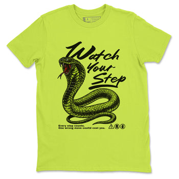 Foams One Black Volt shirts to match jordans Watch Your Step sneaker match tees Air Foamposite One Black Volt match shoes to clothes SNRT Sneaker Tees unisex cotton Safety Green 2 shirts