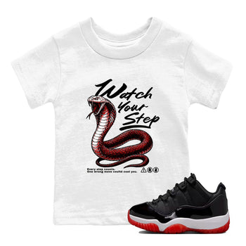 11s Bred shirts to match jordans Watch Your Step sneaker match tees Air Jordan 11 Retro Bred match shoes to clothes SNRT Sneaker Tees Youth Baby White 1 tee