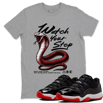 11s Bred shirts to match jordans Watch Your Step sneaker match tees Air Jordan 11 Retro Bred match shoes to clothes SNRT Sneaker Tees unisex cotton Heather Grey 1 shirts