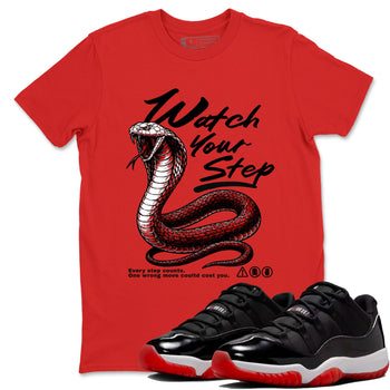 11s Bred shirts to match jordans Watch Your Step sneaker match tees Air Jordan 11 Retro Bred match shoes to clothes SNRT Sneaker Tees unisex cotton Red 1 shirts