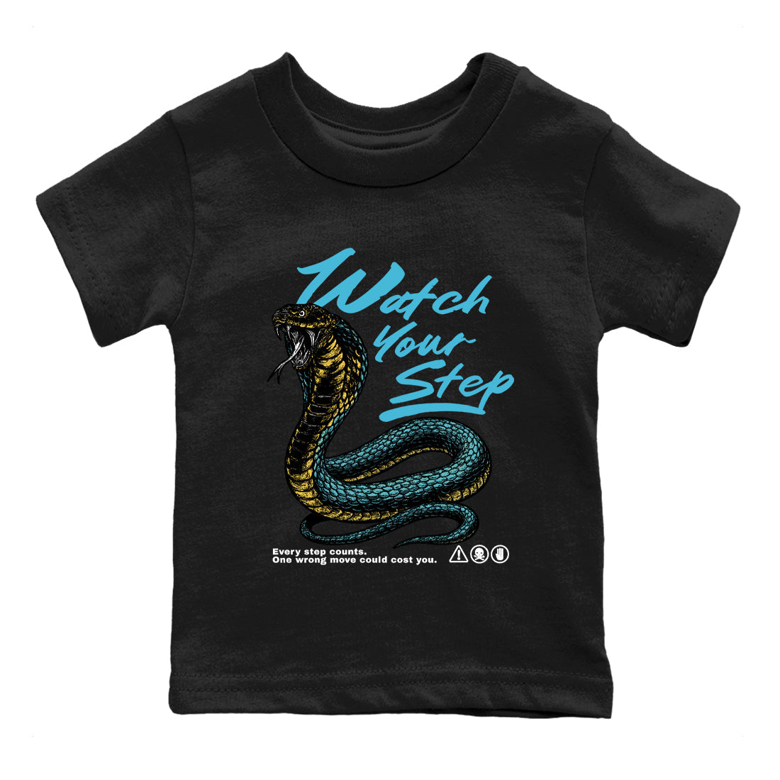 Sneaker Threads – Sneaker Tees To Match Air Jordan 11 Retro Gamma – Watch Your Step Youth Graphic Tee Black 2. Perfect for Jordan releases 2025 colorways.