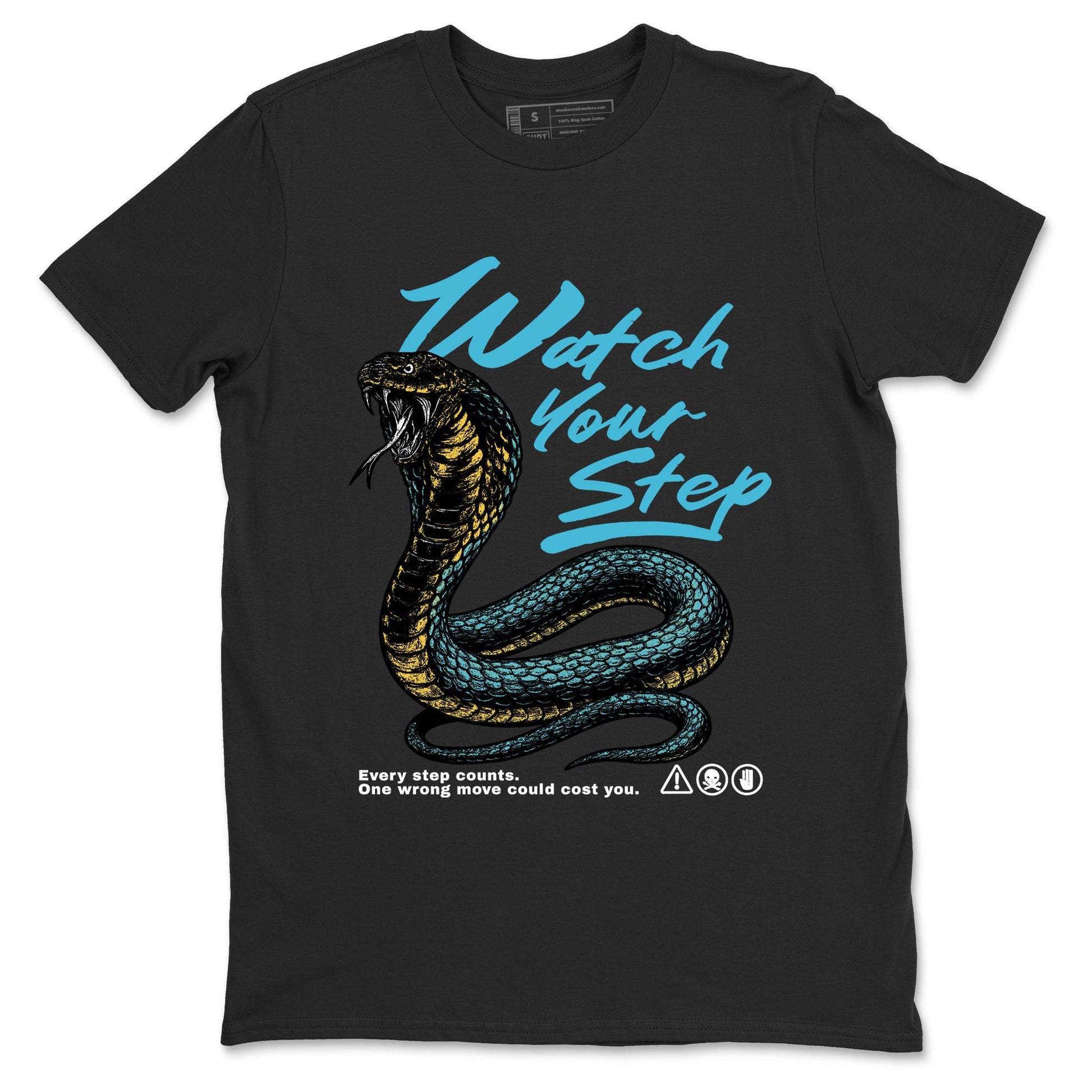Sneaker Threads – Sneaker Tees To Match Air Jordan 11 Retro Gamma – Watch Your Step Graphic Tee Black 2. Perfect for Jordan releases 2025 colorways.