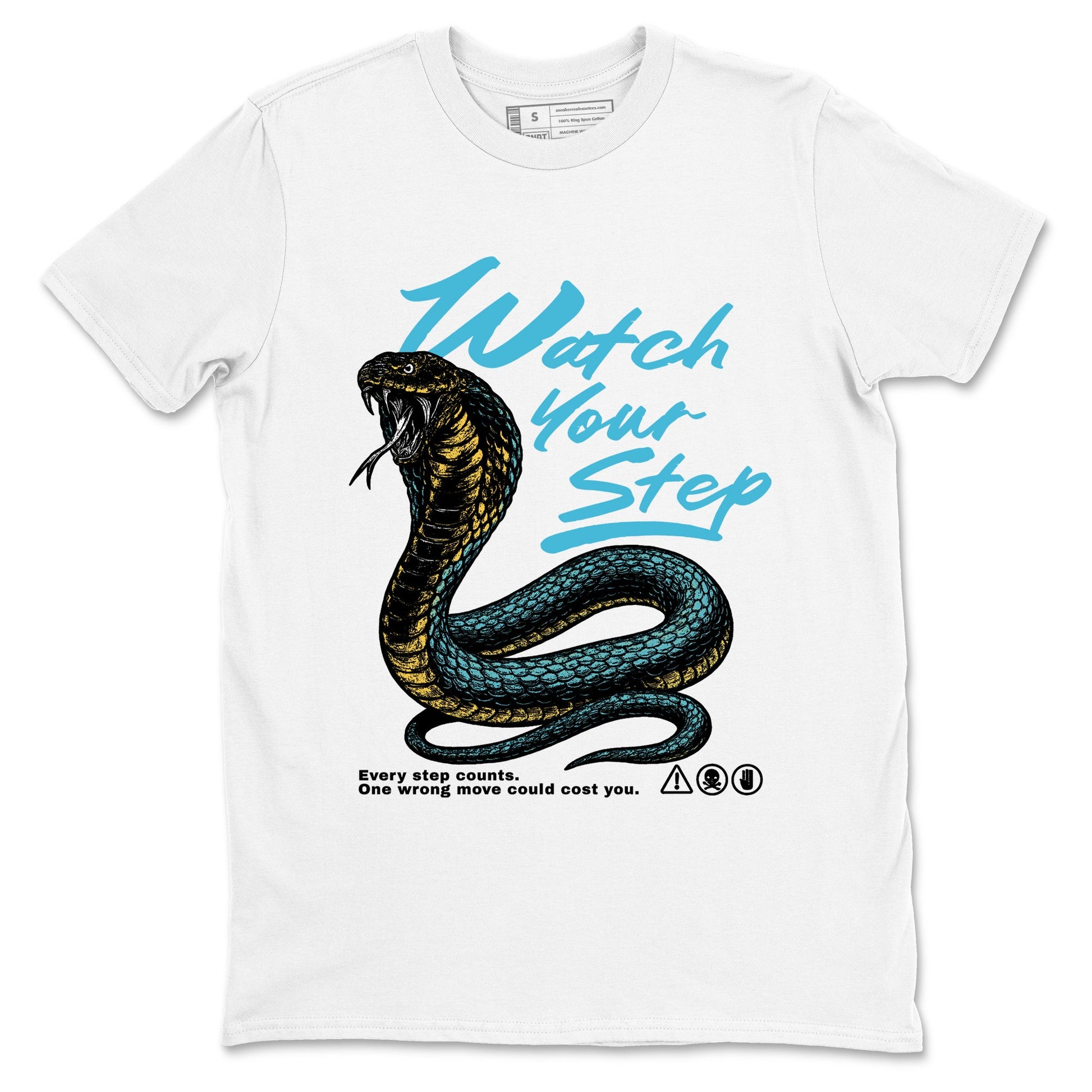 Sneaker Threads – Sneaker Tees To Match Air Jordan 11 Retro Gamma – Watch Your Step Graphic Tee White 2. Perfect for Jordan releases 2025 colorways.
