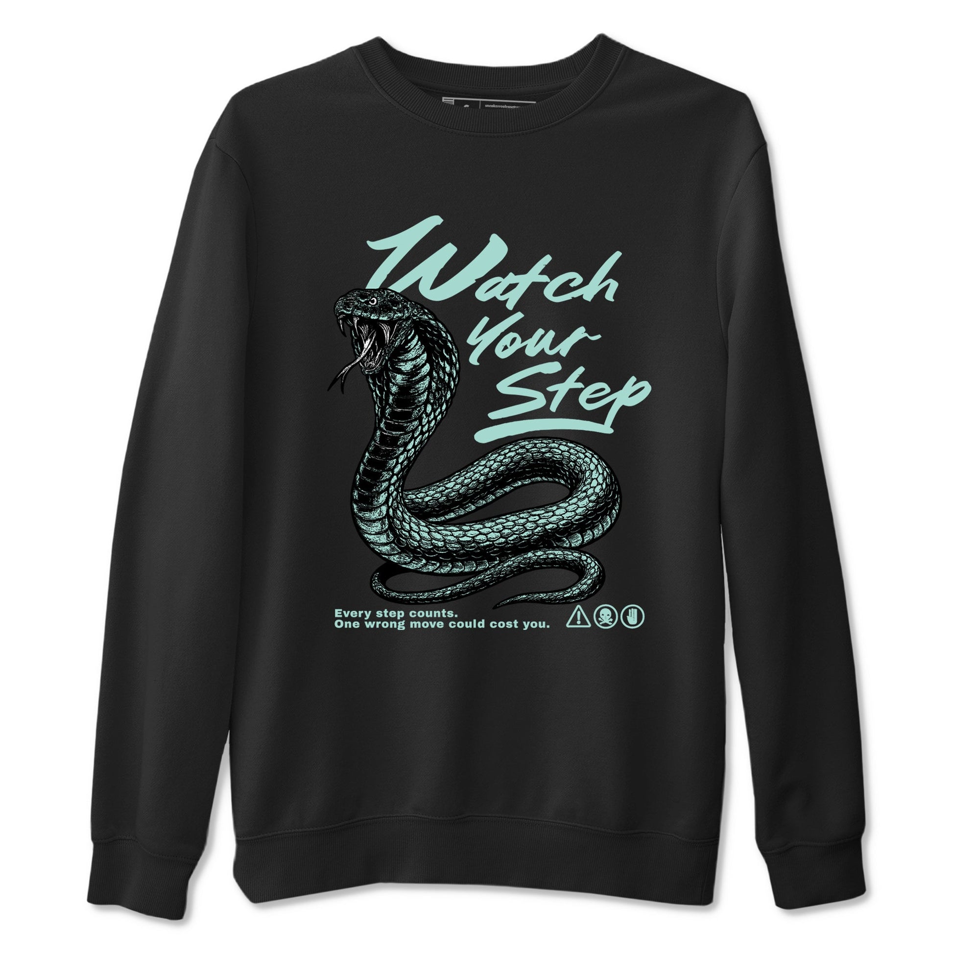 Watch Your Step sneaker match t-shirt styled to complete your fit with the Air Jordan 11 Igloo sneakers, shown in Black 2.
