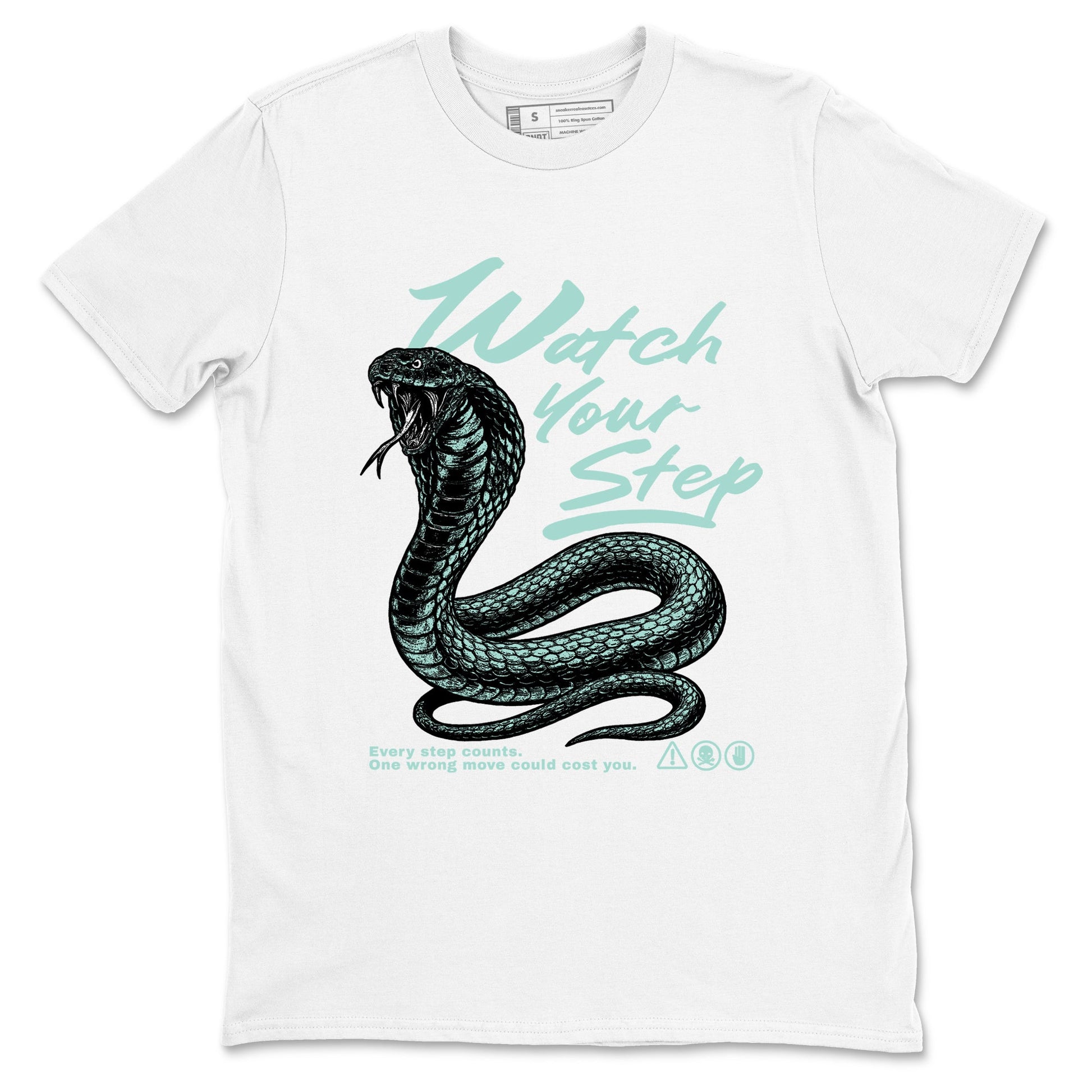 Watch Your Step sneaker match t-shirt styled to complete your fit with the Air Jordan 11 Igloo sneakers, shown in White 2.