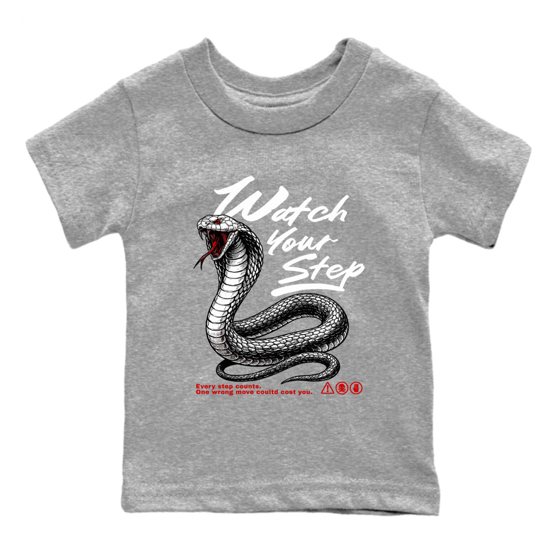 4s White Cement shirts to match jordans Watch Your Step sneaker match tees AJ4 Retro OG White Cement match shoes to clothes SNRT Sneaker Tees Youth Baby Heather Grey 2 tee