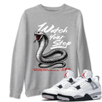 4s White Cement shirts to match jordans Watch Your Step sneaker match tees AJ4 Retro OG White Cement match shoes to clothes SNRT Sneaker Tees unisex cotton Heather Grey 1 shirts