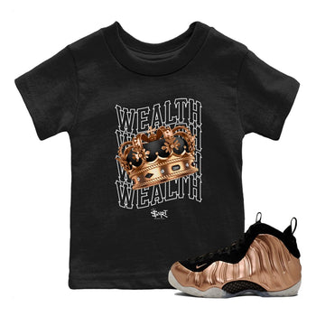 Foams One Metallic Copper shirts to match jordans Wealth sneaker match tees Air Foamposite One Metallic Copper match shoes to clothes SNRT Sneaker Tees Youth Baby Black 1 tee