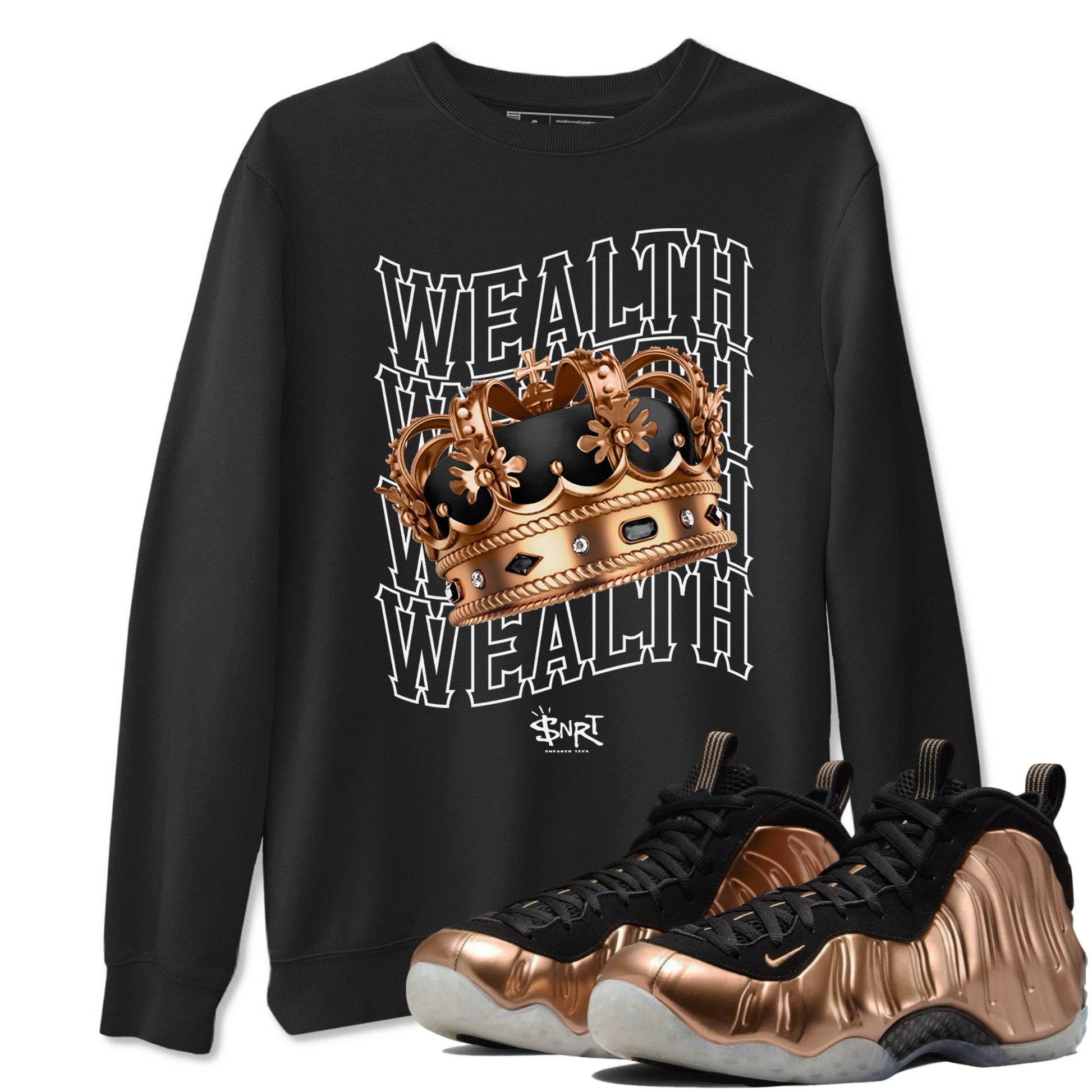 Foams One Metallic Copper shirts to match jordans Wealth sneaker match tees Air Foamposite One Metallic Copper match shoes to clothes SNRT Sneaker Tees unisex cotton Black 1 shirts