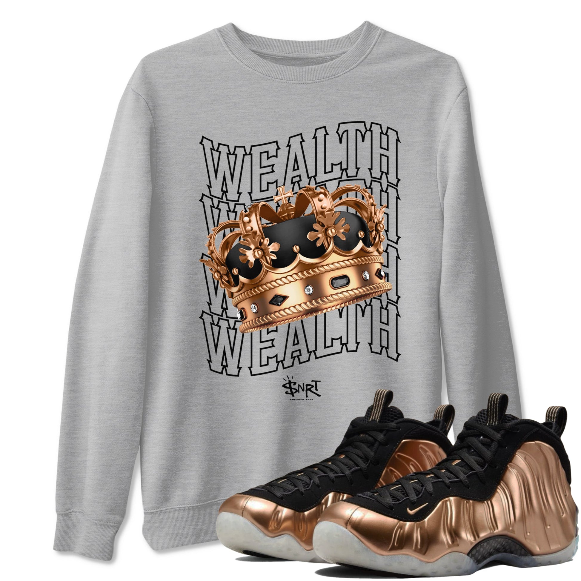 Foams One Metallic Copper shirts to match jordans Wealth sneaker match tees Air Foamposite One Metallic Copper match shoes to clothes SNRT Sneaker Tees unisex cotton Heather Grey 1 shirts