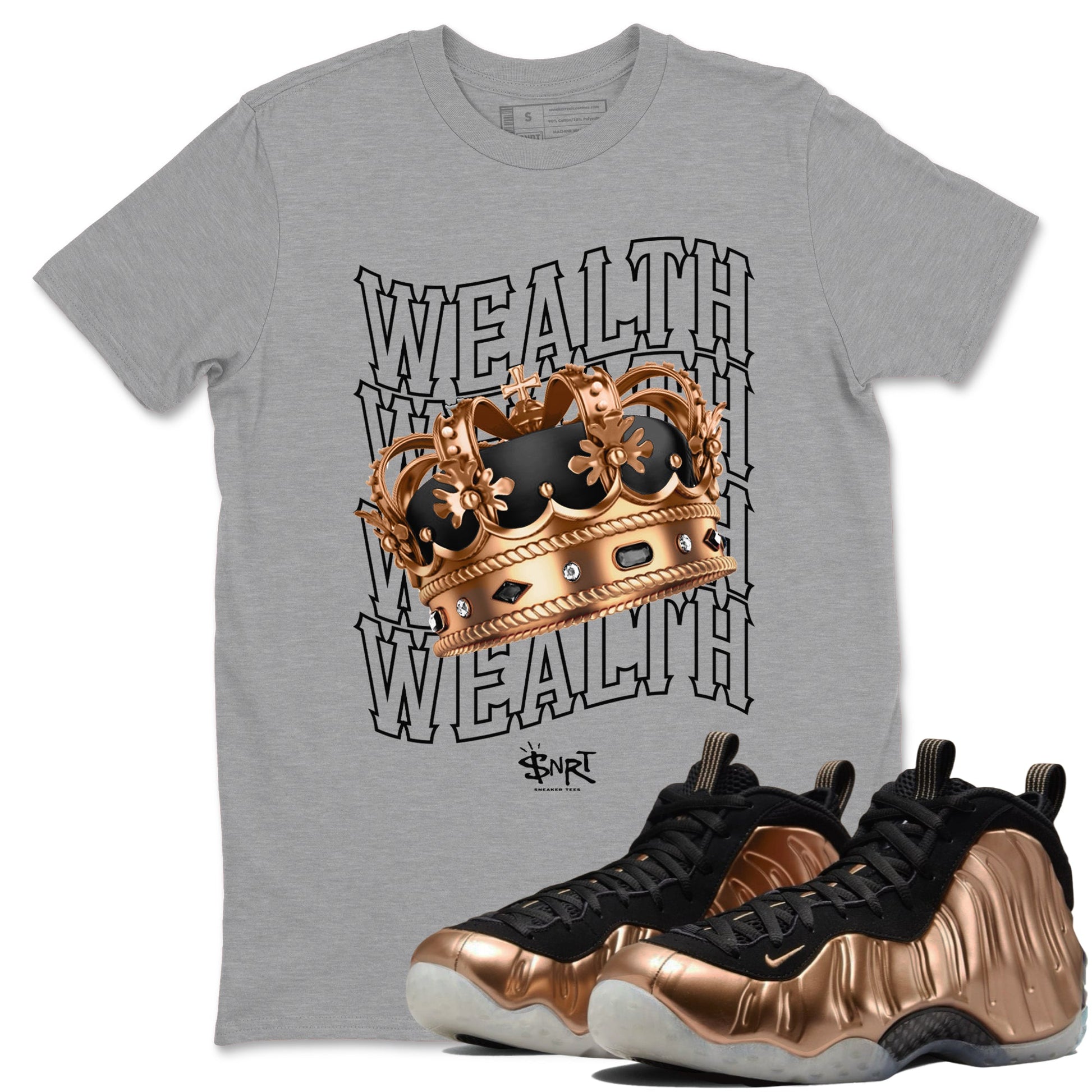 Foams One Metallic Copper shirts to match jordans Wealth sneaker match tees Air Foamposite One Metallic Copper match shoes to clothes SNRT Sneaker Tees unisex cotton Heather Grey 1 shirts