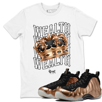 Foams One Metallic Copper shirts to match jordans Wealth sneaker match tees Air Foamposite One Metallic Copper match shoes to clothes SNRT Sneaker Tees unisex cotton White 1 shirts