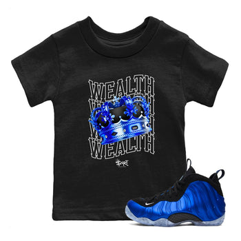 Foams One Royal shirts to match jordans Wealth sneaker match tees Air Foamposite One Royal match shoes to clothes SNRT Sneaker Tees Youth Baby Black 1 tee
