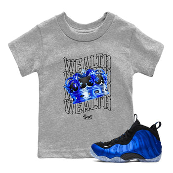 Foams One Royal shirts to match jordans Wealth sneaker match tees Air Foamposite One Royal match shoes to clothes SNRT Sneaker Tees Youth Baby Heather Grey 1 tee