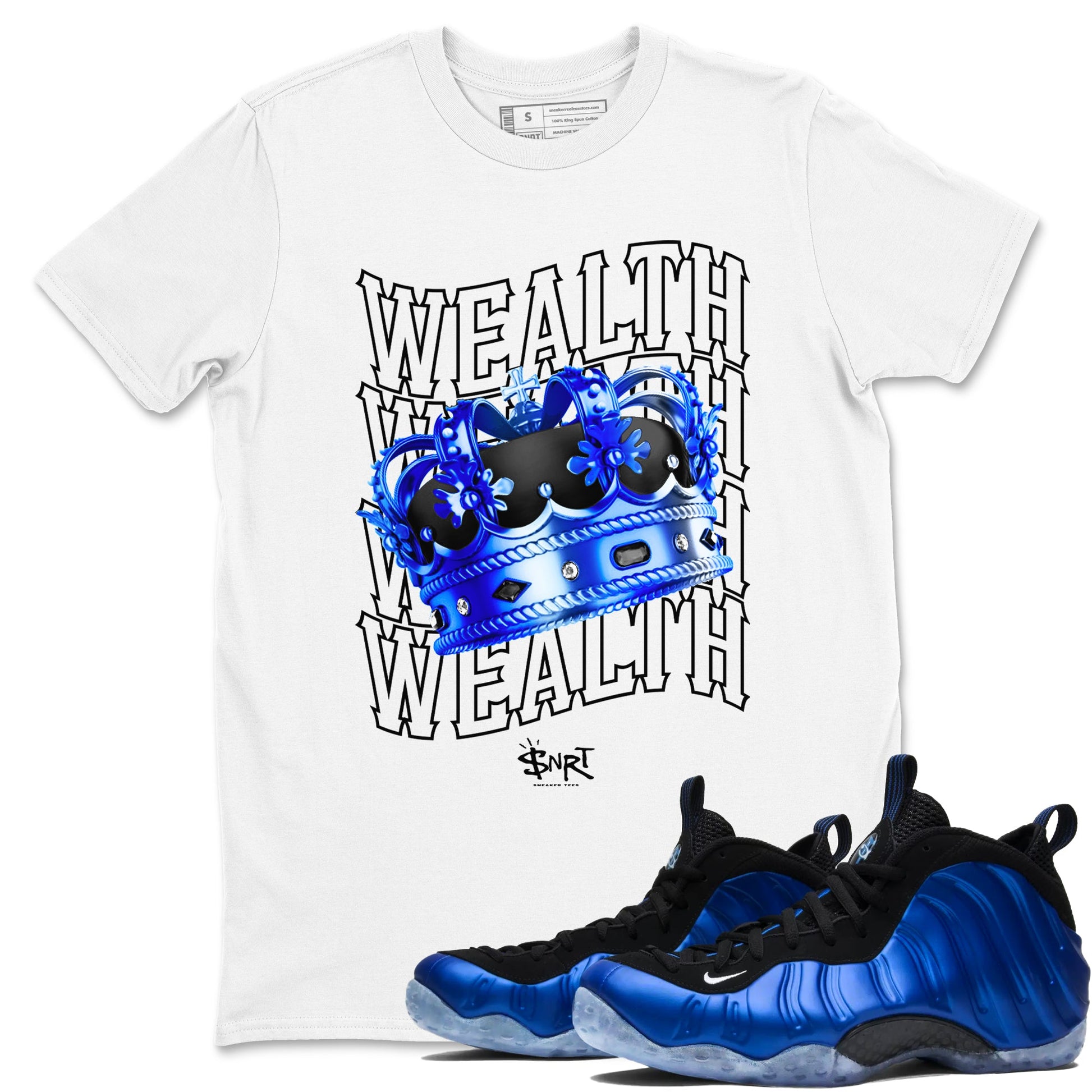 Foams One Royal shirts to match jordans Wealth sneaker match tees Air Foamposite One Royal match shoes to clothes SNRT Sneaker Tees unisex cotton White 1 shirts