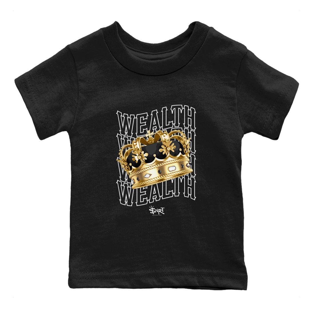 Air Jordan 1 High OG Black Metallic Gold shirts to match jordans Wealth sneaker match tees Jordan 1 Black Metallic Gold SNRT Sneaker Tees streetwear brand Baby and Youth Black 2 cotton tee