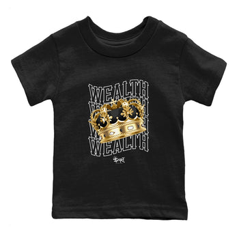 Air Jordan 1 High OG Black Metallic Gold shirts to match jordans Wealth sneaker match tees Jordan 1 Black Metallic Gold SNRT Sneaker Tees streetwear brand Baby and Youth Black 2 cotton tee