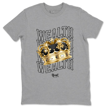 Air Jordan 1 High OG Black Metallic Gold shirts to match jordans Wealth sneaker match tees Jordan 1 Black Metallic Gold SNRT Sneaker Tees streetwear brand Heather Grey 2 unisex cotton tee