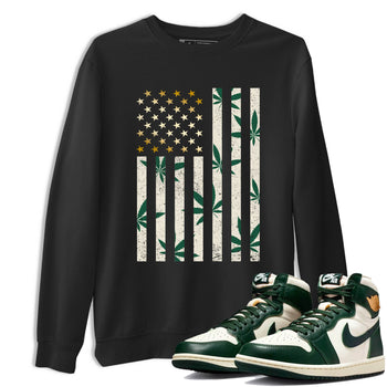 Sneaker Threads – Sneaker Tees To Match Air Jordan 1 Pro Green – Weed Flag Graphic Tee Black 1. Perfect for Jordan releases 2025 colorways.