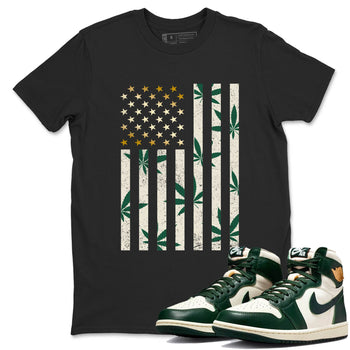 Sneaker Threads – Sneaker Tees To Match Air Jordan 1 Pro Green – Weed Flag Graphic Tee Black 1. Perfect for Jordan releases 2025 colorways.