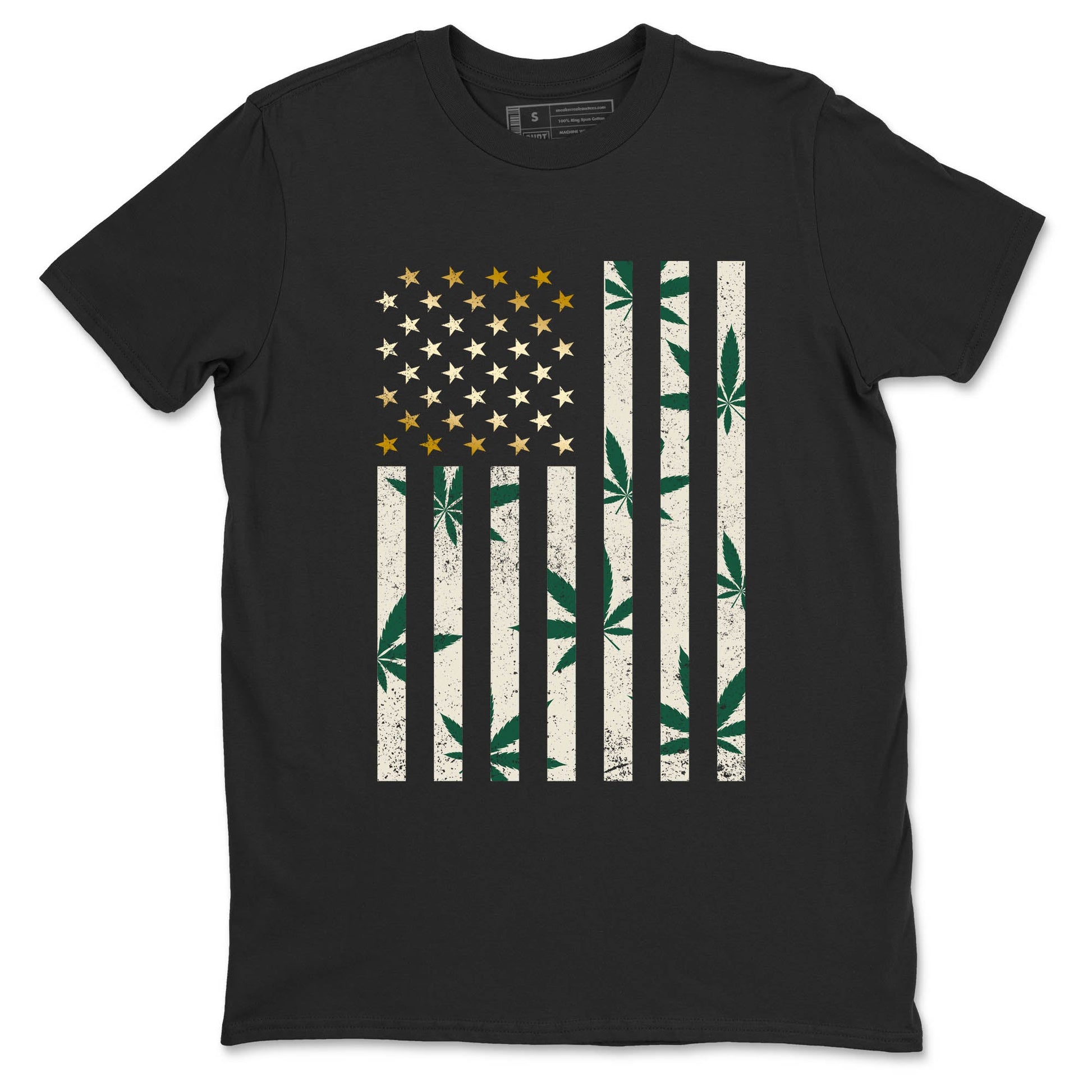 Sneaker Threads – Sneaker Tees To Match Air Jordan 1 Pro Green – Weed Flag Graphic Tee Black 2. Perfect for Jordan releases 2025 colorways.