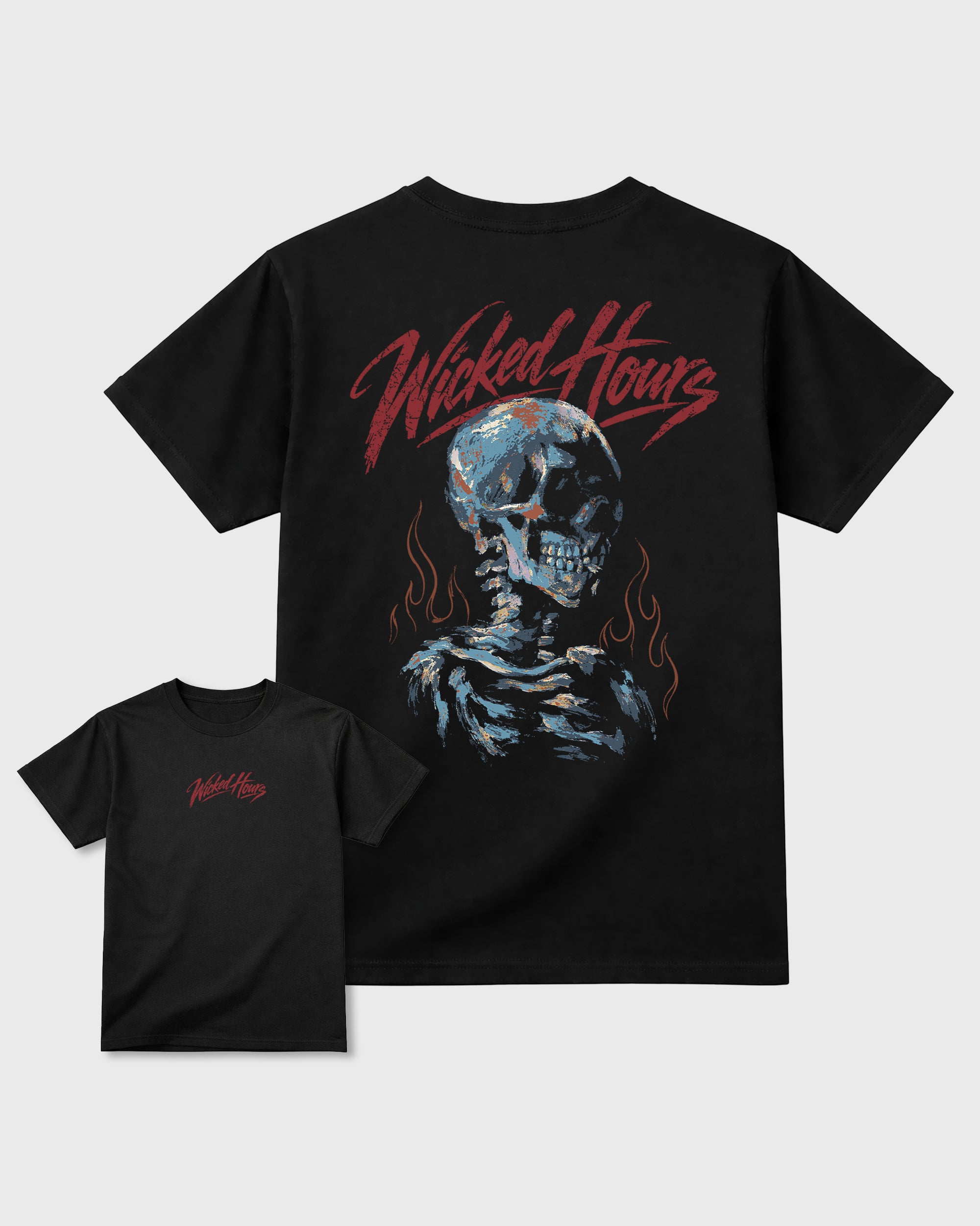 Wicked Hours Black Graphic T-Shirt - 2, sneaker tee made to match Halloween sneakers with original graphic artwork for a coordinated sneaker outfit.