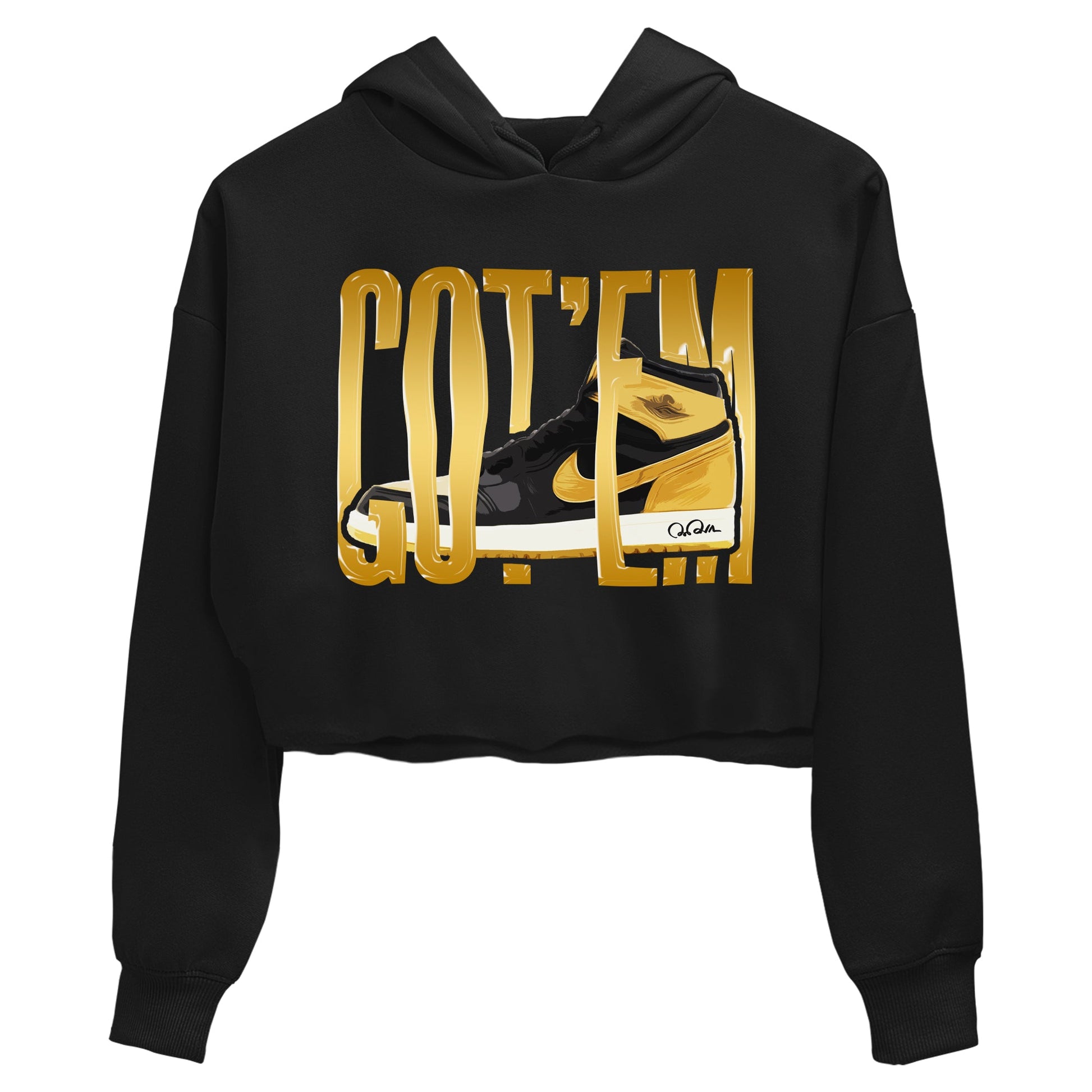1s Black Metallic Gold shirts to match jordans Wigggling Gotem sneaker match tees Jordan 1 High OG Black and Gold SNRT Sneaker Tees streetwear brand Black 2 crop tee
