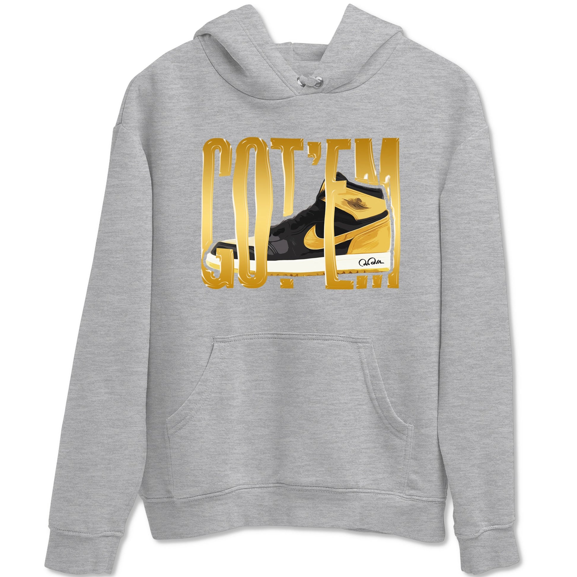1s Black Metallic Gold shirts to match jordans Wigggling Gotem sneaker match tees Jordan 1 High OG Black and Gold SNRT Sneaker Tees streetwear brand Heather Grey 2 unisex cotton tee