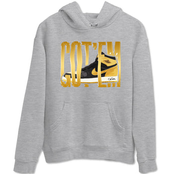 1s Black Metallic Gold shirts to match jordans Wigggling Gotem sneaker match tees Jordan 1 High OG Black and Gold SNRT Sneaker Tees streetwear brand Heather Grey 2 unisex cotton tee