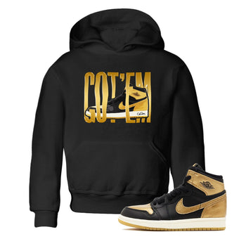 1s Black Metallic Gold shirts to match jordans Wigggling Gotem sneaker match tees Jordan 1 High OG Black and Gold SNRT Sneaker Tees streetwear brand Baby and Youth Black 1 cotton tee