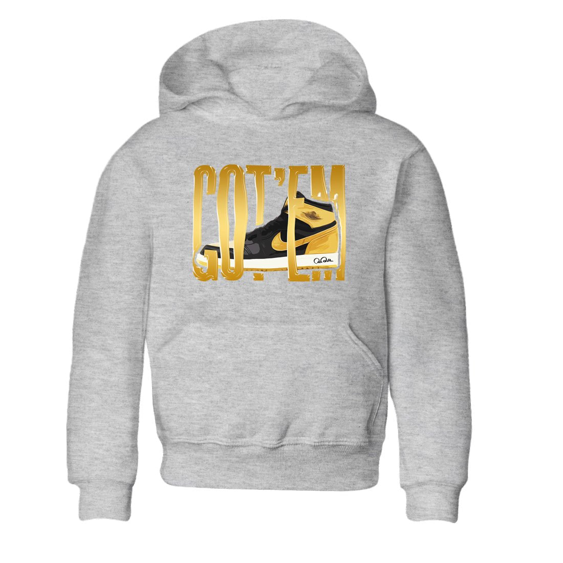 1s Black Metallic Gold shirts to match jordans Wigggling Gotem sneaker match tees Jordan 1 High OG Black and Gold SNRT Sneaker Tees streetwear brand Baby and Youth Heather Grey 2 cotton tee