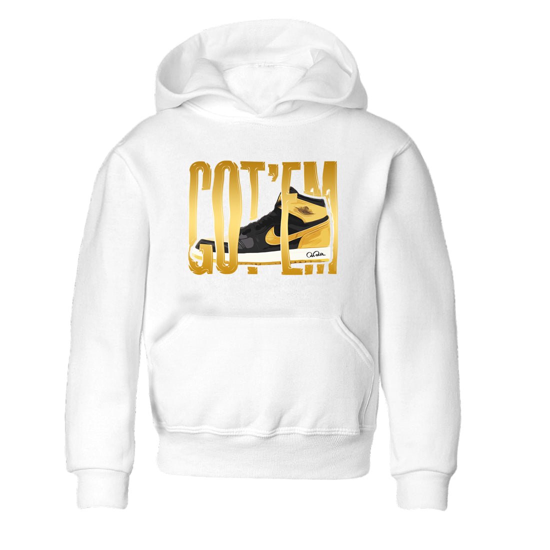 1s Black Metallic Gold shirts to match jordans Wigggling Gotem sneaker match tees Jordan 1 High OG Black and Gold SNRT Sneaker Tees streetwear brand Baby and Youth White 2 cotton tee
