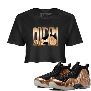 Foams One Metallic Copper shirts to match jordans Wiggling Gotem sneaker match tees Air Foamposite One Metallic Copper match shoes to clothes SNRT Sneaker Tees unisex cotton Black 1 crop tee