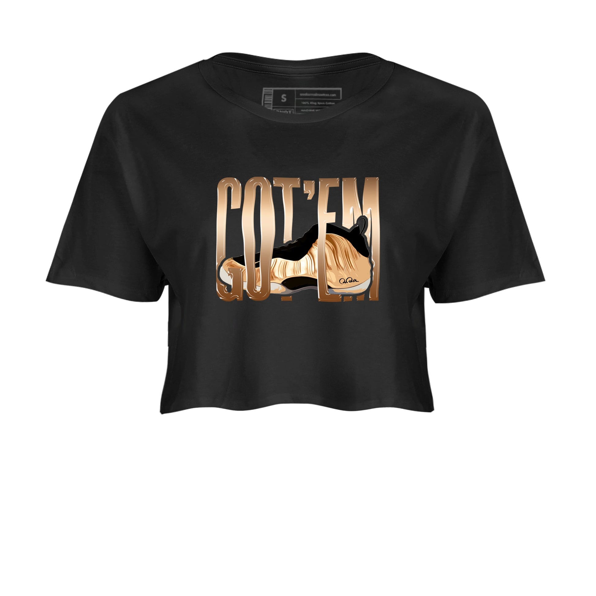 Foams One Metallic Copper shirts to match jordans Wiggling Gotem sneaker match tees Air Foamposite One Metallic Copper match shoes to clothes SNRT Sneaker Tees unisex cotton Black 2 crop tee