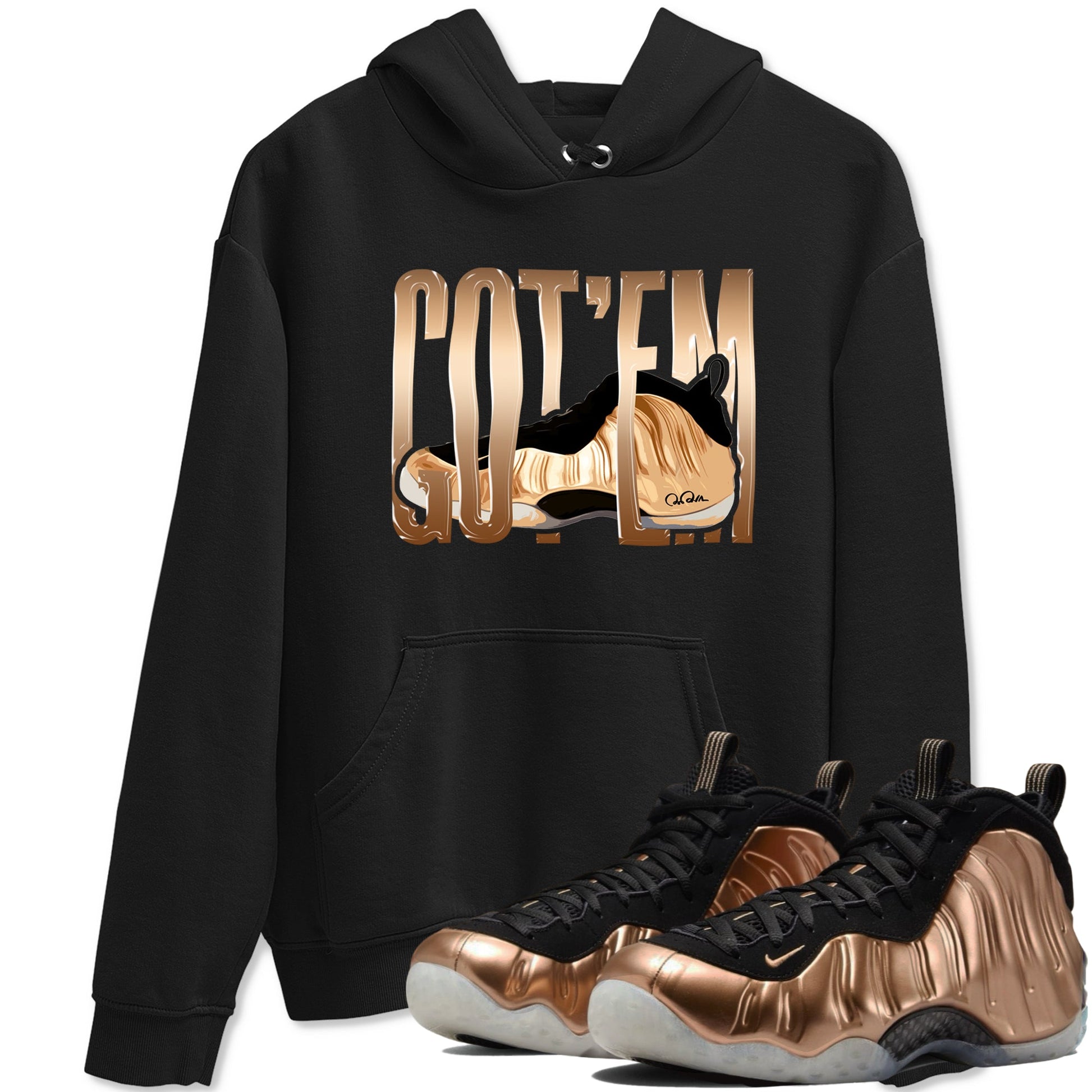 Foams One Metallic Copper shirts to match jordans Wiggling Gotem sneaker match tees Air Foamposite One Metallic Copper match shoes to clothes SNRT Sneaker Tees unisex cotton Black 1 shirts