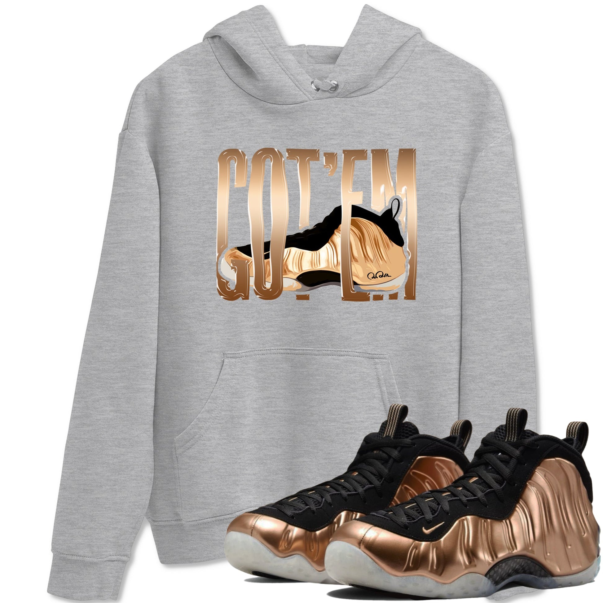 Foams One Metallic Copper shirts to match jordans Wiggling Gotem sneaker match tees Air Foamposite One Metallic Copper match shoes to clothes SNRT Sneaker Tees unisex cotton Heather Grey 1 shirts