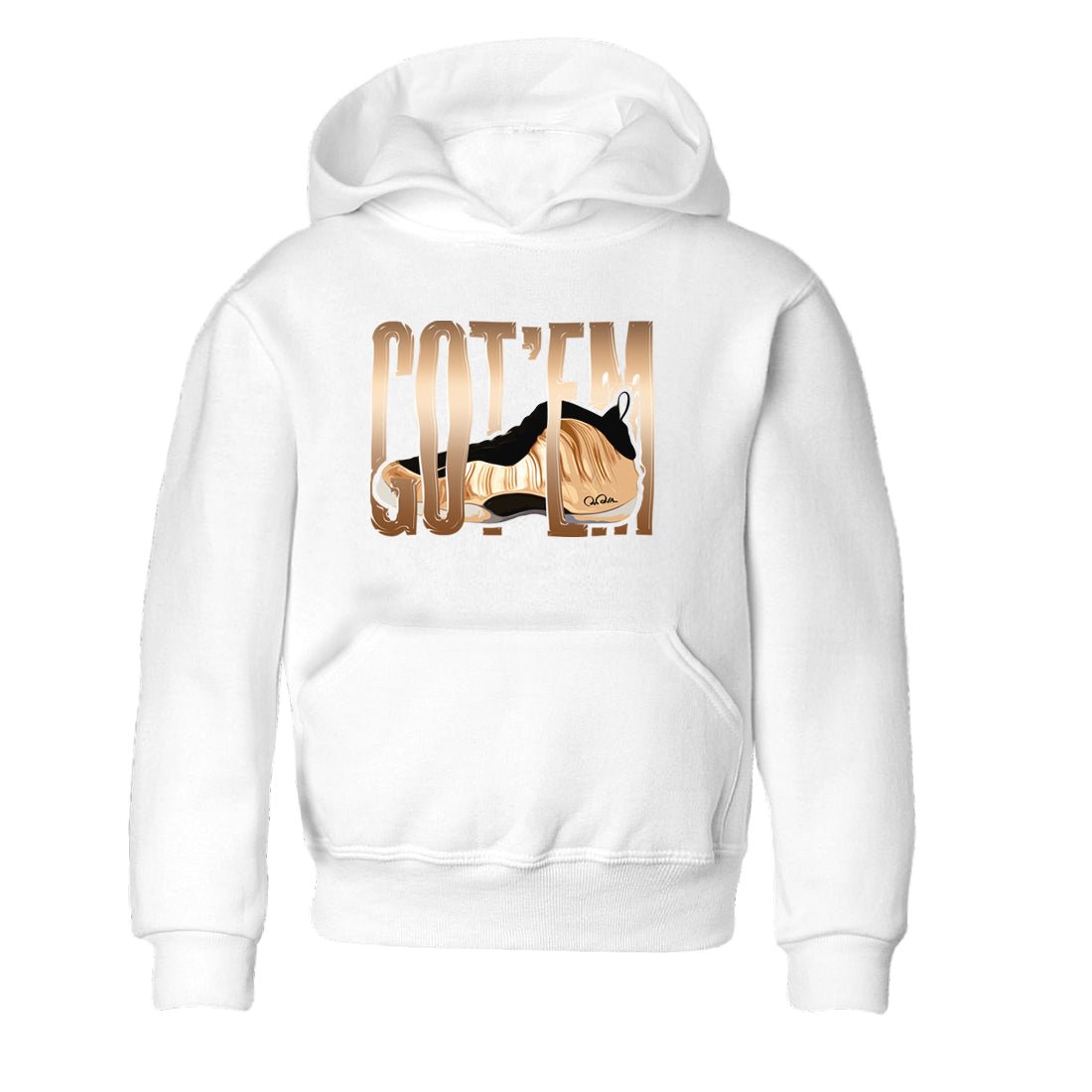 Foams One Metallic Copper shirts to match jordans Wiggling Gotem sneaker match tees Air Foamposite One Metallic Copper match shoes to clothes SNRT Sneaker Tees Youth Baby White 2 tee