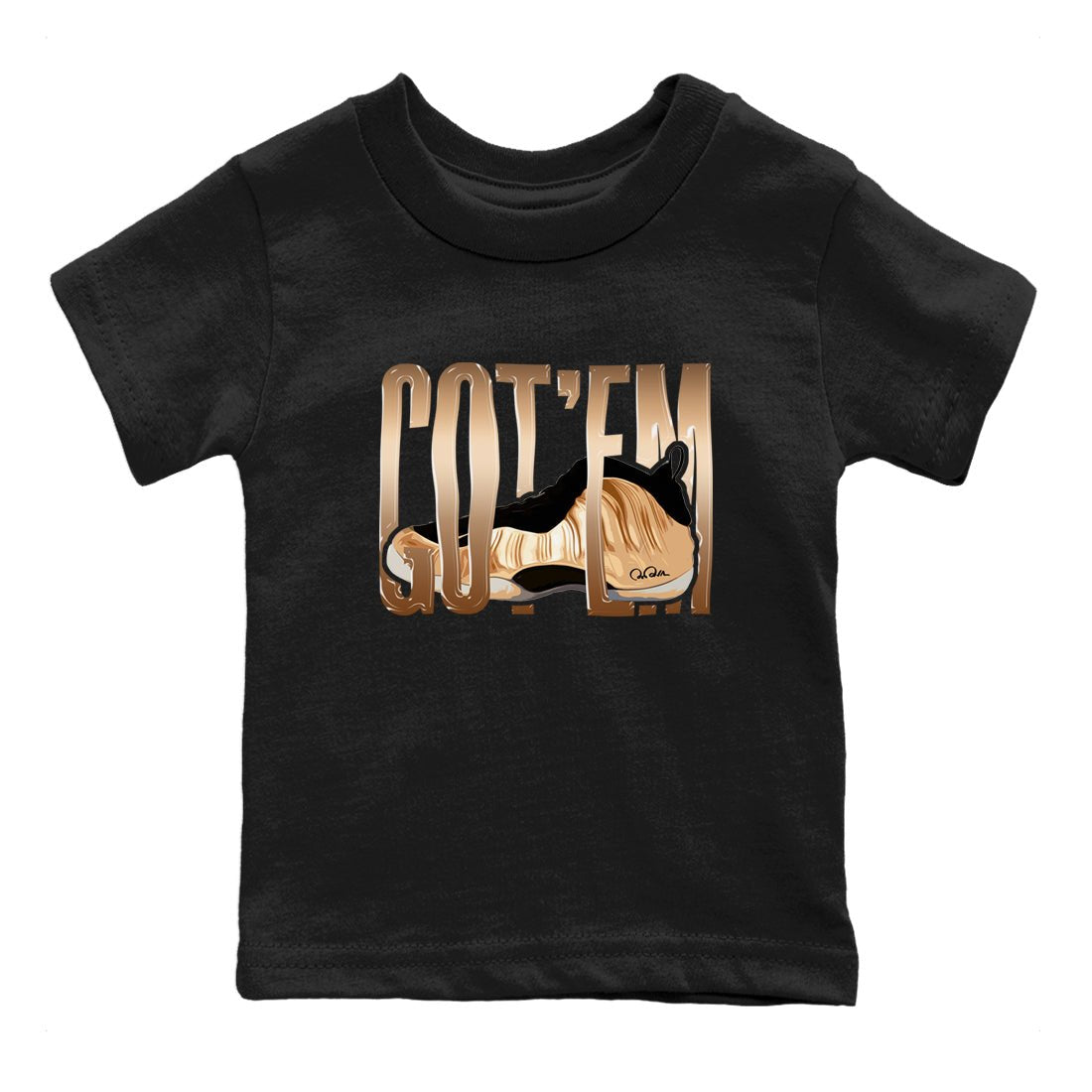 Foams One Metallic Copper shirts to match jordans Wiggling Gotem sneaker match tees Air Foamposite One Metallic Copper match shoes to clothes SNRT Sneaker Tees Youth Baby Black 2 tee