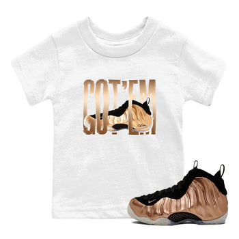 Foams One Metallic Copper shirts to match jordans Wiggling Gotem sneaker match tees Air Foamposite One Metallic Copper match shoes to clothes SNRT Sneaker Tees Youth Baby White 1 tee