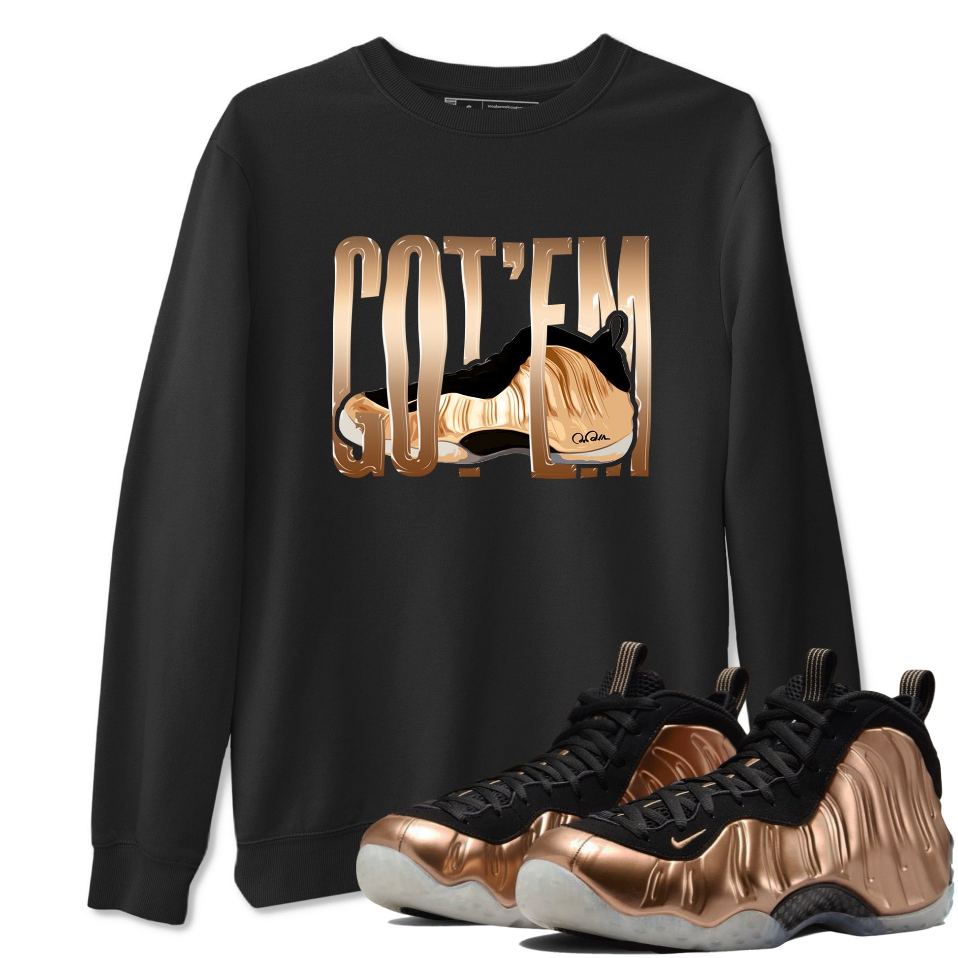 Foams One Metallic Copper shirts to match jordans Wiggling Gotem sneaker match tees Air Foamposite One Metallic Copper match shoes to clothes SNRT Sneaker Tees unisex cotton Black 1 shirts
