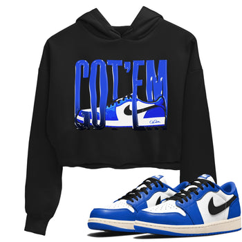 AJ1 Game Royal shirt to match jordans Wiggling Gotem sneaker tees Air Jordan 1 Game Royal SNRT Sneaker Release Tees Black 1 crop length shirt