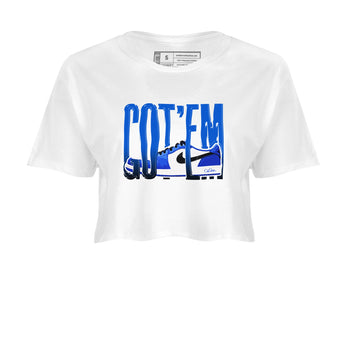 AJ1 Game Royal shirt to match jordans Wiggling Gotem sneaker tees Air Jordan 1 Game Royal SNRT Sneaker Release Tees White 2 crop length shirt
