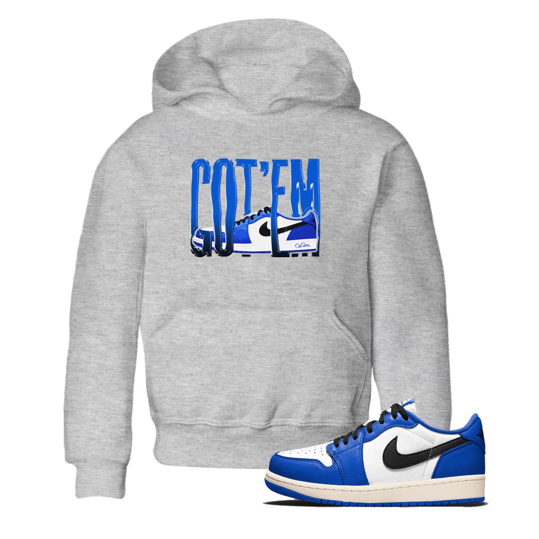 AJ1 Game Royal shirt to match jordans Wiggling Gotem sneaker tees Air Jordan 1 Game Royal SNRT sneaker release tees baby toddler Heather Grey 1 cotton Shirt
