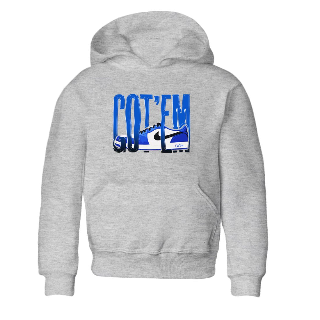 AJ1 Game Royal shirt to match jordans Wiggling Gotem sneaker tees Air Jordan 1 Game Royal SNRT sneaker release tees baby toddler Heather Grey 2 cotton Shirt