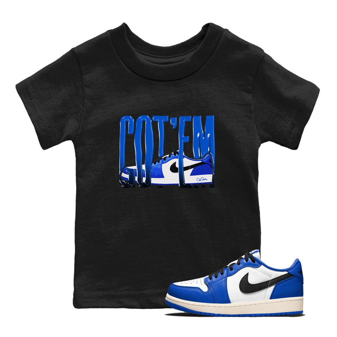 AJ1 Game Royal shirt to match jordans Wiggling Gotem sneaker tees Air Jordan 1 Game Royal SNRT sneaker release tees baby toddler Black 1 cotton Shirt