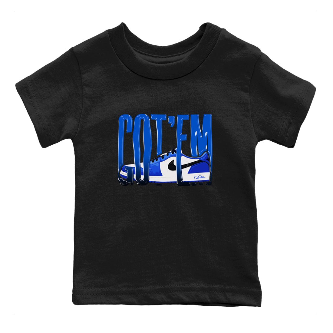AJ1 Game Royal shirt to match jordans Wiggling Gotem sneaker tees Air Jordan 1 Game Royal SNRT sneaker release tees baby toddler Black 2 cotton Shirt
