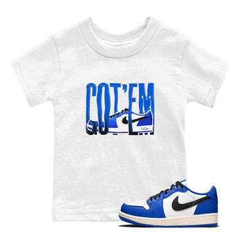 AJ1 Game Royal shirt to match jordans Wiggling Gotem sneaker tees Air Jordan 1 Game Royal SNRT sneaker release tees baby toddler White 1 cotton Shirt